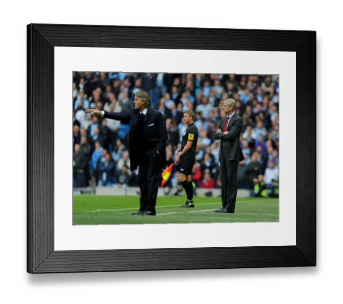 Framed Print : Arsene Wenger at Etihad Stadium: Manchester City vs. Arsenal - Premier League 2012-13: A 1-1 Stalemate