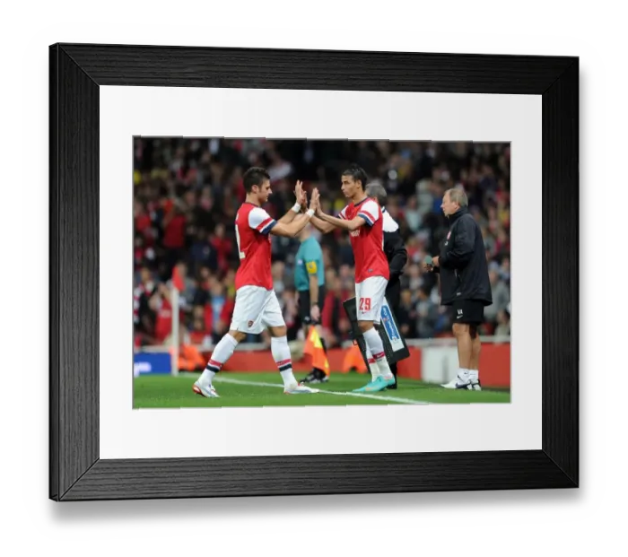 Framed Print : Giroud Replaced by Chamakh: Arsenal vs Coventry City, Capital One Cup 2012-13