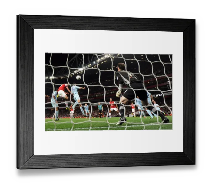 Framed Print : Ignasi Miquel Scores Arsenal's Fifth Goal Against Coventry City in Capital One Cup Match
