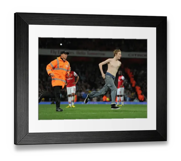 Framed Print : Fan Invades Arsenal vs Coventry City Match at Emirates Stadium Framed Print : Fan Invades Arsenal vs Coventry City Match at Emirates Stadium