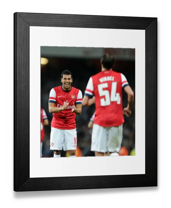Framed Print : Arsenal's Andre Santos and Ignasi Miquel Celebrate Fifth Goal vs. Coventry City (Capital One Cup 2012-13) Framed Print : Arsenal's Andre Santos and Ignasi Miquel Celebrate Fifth Goal vs. Coventry City (Capital One Cup 2012-13)