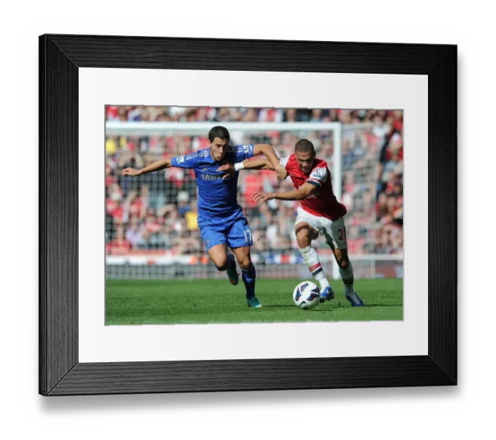 Framed Print : Clash of Stars: Gibbs vs. Hazard - Arsenal vs. Chelsea, Premier League 2012-13