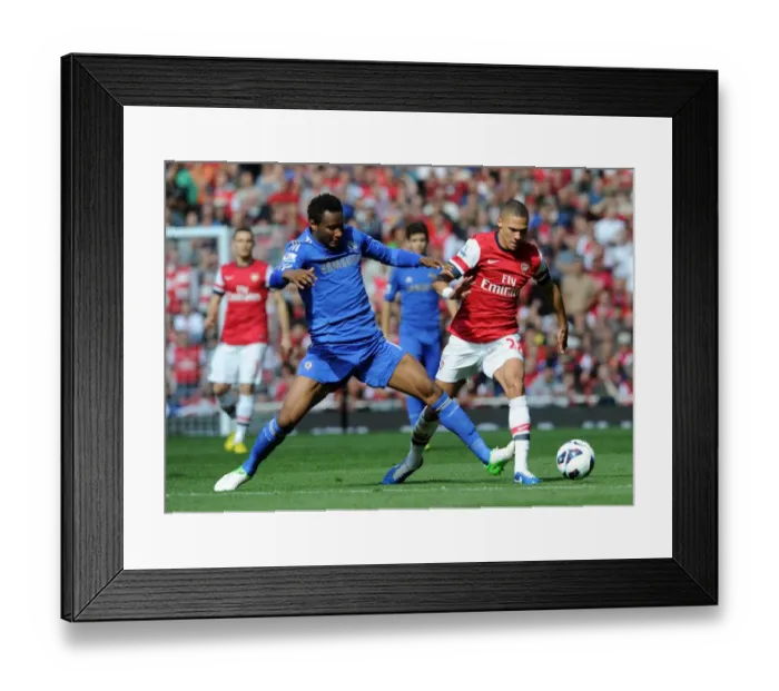 Framed Print : Arsenal vs. Chelsea: Kieran Gibbs Fouled by John Mikel Obi (2012-13)