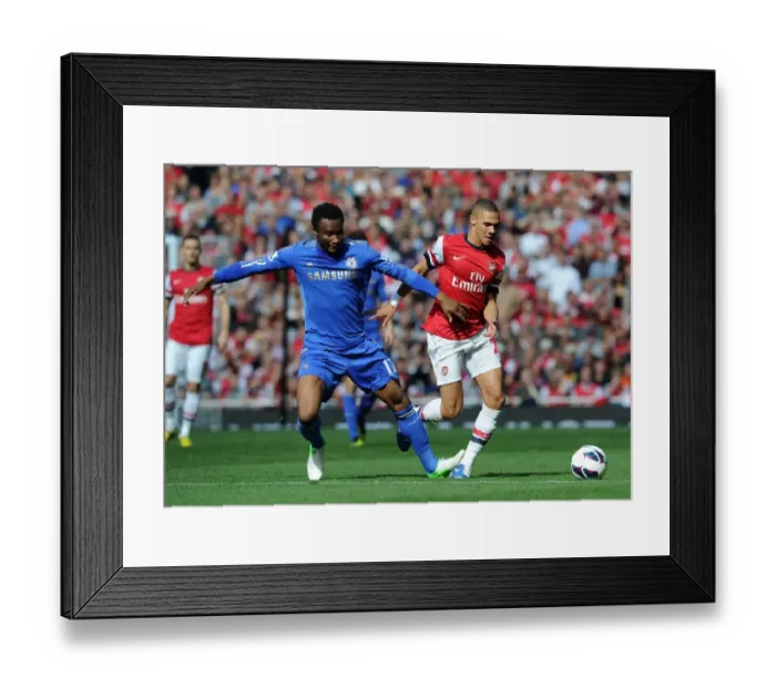Framed Print : Clash of Forces: Kieran Gibbs vs. John Mikel Obi (Arsenal vs. Chelsea, 2012-13) Framed Print : Clash of Forces: Kieran Gibbs vs. John Mikel Obi (Arsenal vs. Chelsea, 2012-13)
