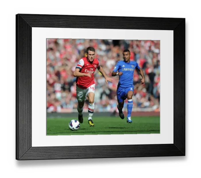 Framed Print : Ramsey Outmaneuvers Cole: Arsenal vs. Chelsea, Premier League 2012-13