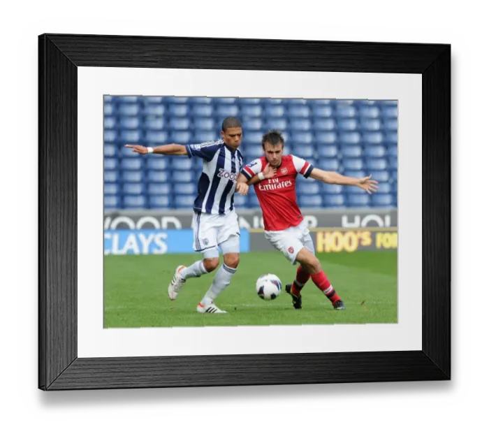 Framed Print : Josh Rees (Arsenal) Bradley Garmston (WBA). West Bromwich Albion U21 1: 0 Arsenal U21
