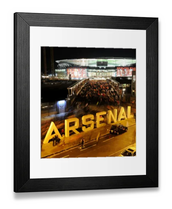Framed Print : Arsenal Fans Exit Emirates Stadium After UEFA Champions League Match Against Olympiacos, 2012