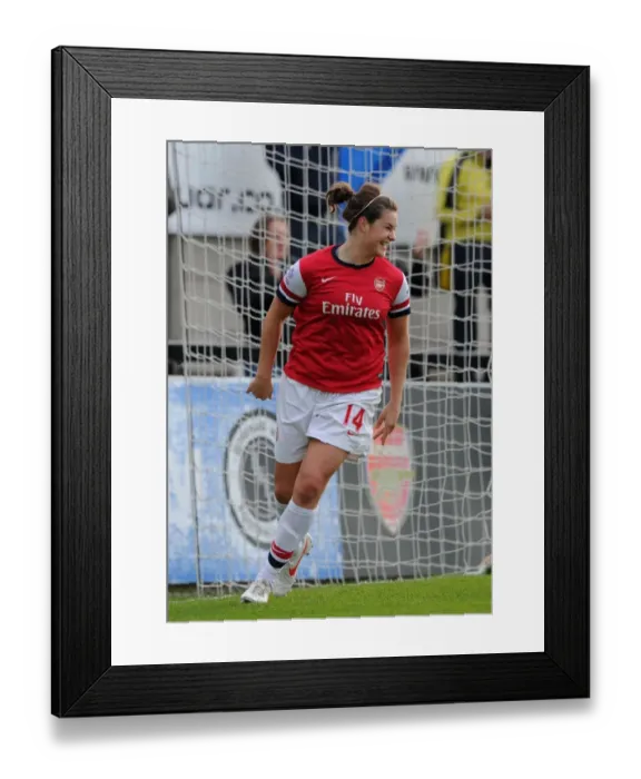 Framed Print : Arsenal Ladies FC vs Barcelona: Jennifer Beattie Scores in UEFA Women's Champions League Round of 32