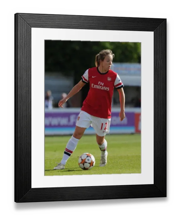 Framed Print : Gemma Davison in Action: Arsenal Ladies vs. Barcelona - UEFA Women's Champions League 2012-13
