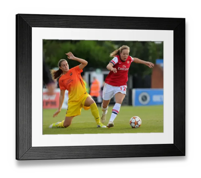 Framed Print : Battle of the Best: Gemma Davison vs. Alexia Putellas in Arsenal Ladies vs. Barcelona's UEFA Women's Champions League Showdown