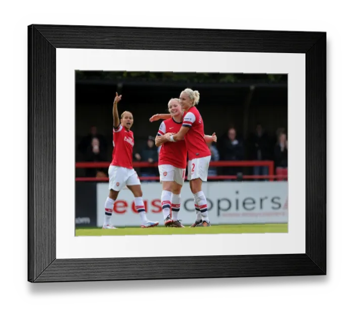 Framed Print : Unforgettable Goal Celebration: Kim Little and Steph Houghton's Strike for Arsenal Ladies FC against Barcelona in the UEFA Women's Champions League Framed Print : Unforgettable Goal Celebration: Kim Little and Steph Houghton's Strike for Arsenal Ladies FC against Barcelona in the UEFA Women's Champions League