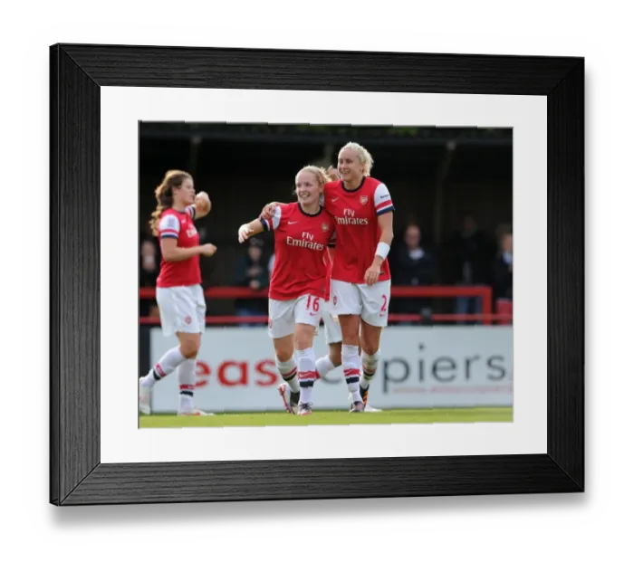 Framed Print : Arsenal Ladies FC Triumph Over Barcelona: Kim Little and Steph Houghton's Unforgettable Goal Celebration (UEFA Women's Champions League, 2012) Framed Print : Arsenal Ladies FC Triumph Over Barcelona: Kim Little and Steph Houghton's Unforgettable Goal Celebration (UEFA Women's Champions League, 2012)