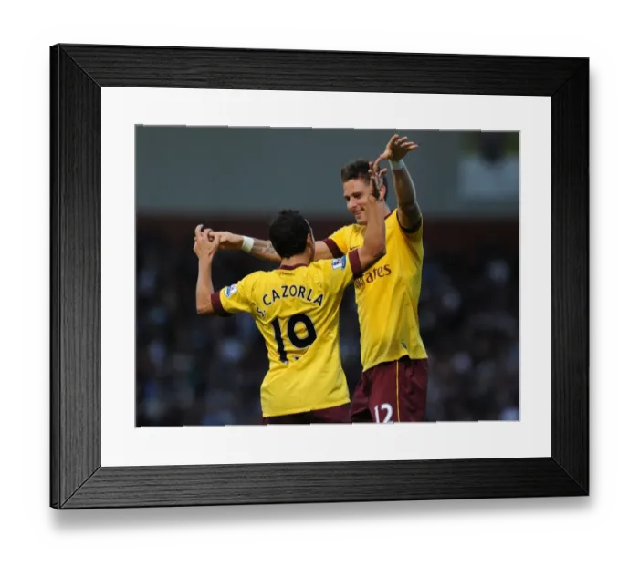 Framed Print : Celebrating Arsenal's First Goal: Giroud and Cazorla's Jubilant Moment (2012-13)