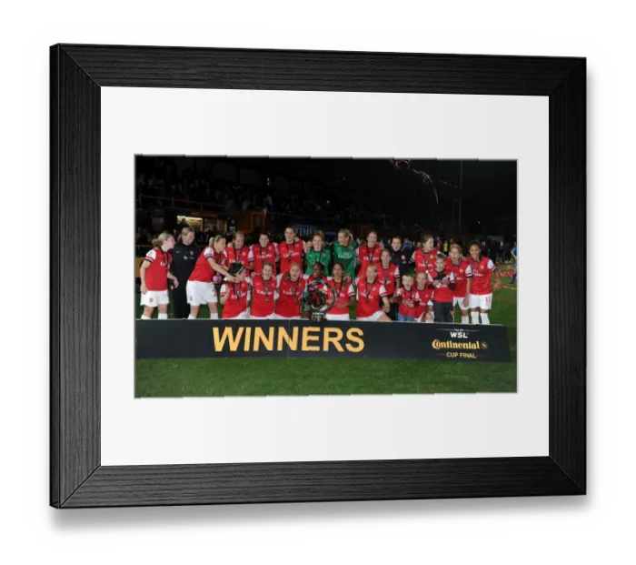 Framed Print : Arsenal Ladies FC Celebrate FA WSL Continental Cup Triumph over Birmingham City Framed Print : Arsenal Ladies FC Celebrate FA WSL Continental Cup Triumph over Birmingham City