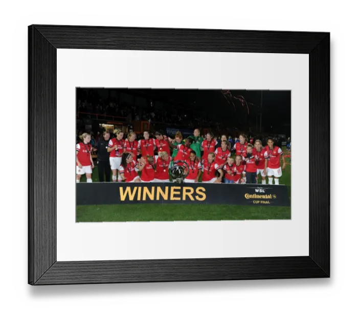 Framed Print : Arsenal Ladies FC Celebrate FA WSL Continental Cup Triumph over Birmingham City Ladies FC