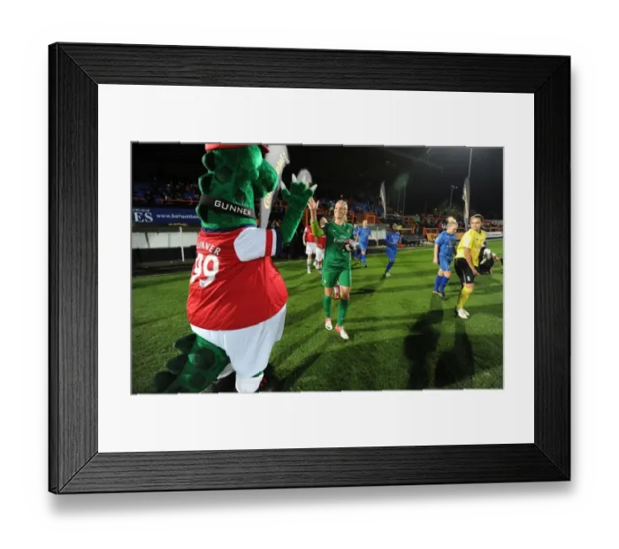Framed Print : Arsenal Ladies FC vs. Birmingham City Ladies FC: The FA WSL Continental Cup Final - Emma Byrne and Gunner's Excitement