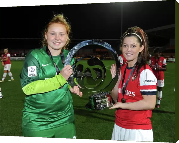 Sophie Harris and Bianca Bragg (Arsenal) celebrate after the match. Arsenal Ladies 1