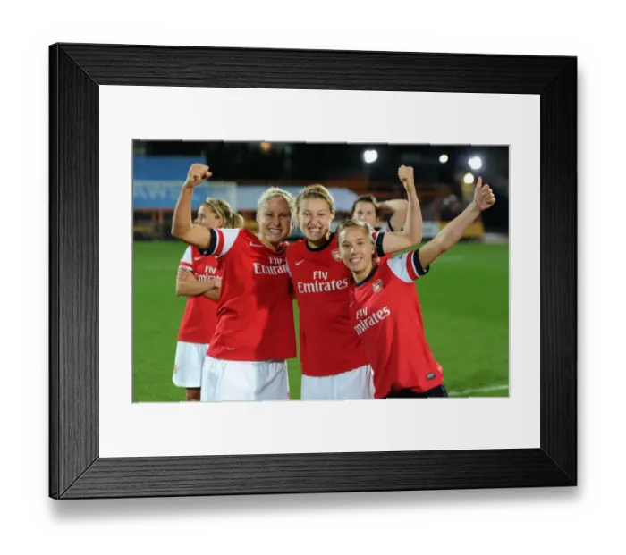 Framed Print : Arsenal Ladies FC Triumph: Steph Houghton, Ellen White, and Jordan Nobbs Celebrate FA WSL Continental Cup Victory