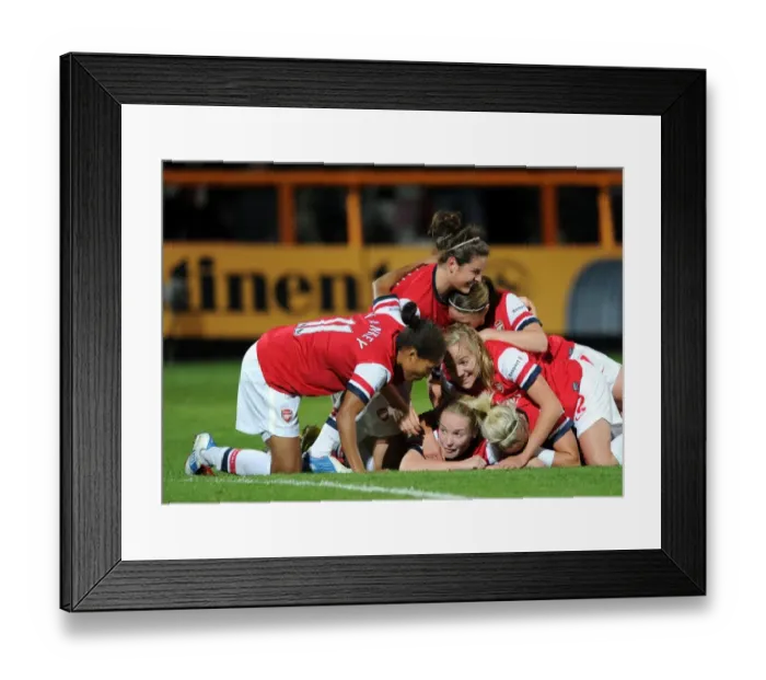 Framed Print : Arsenal Ladies FC Celebrate Kim Little's Goal in FA WSL Continental Cup Final against Birmingham City Ladies FC
