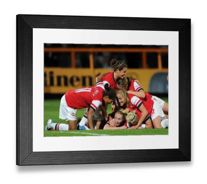 Framed Print : Arsenal Ladies FC Celebrate Kim Little's Goal: WSL Continental Cup Final vs Birmingham City Ladies FC, 2012