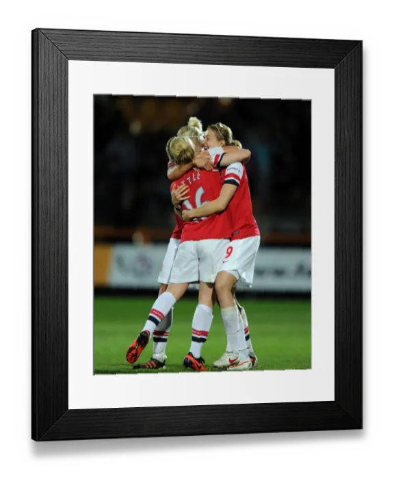 Framed Print : Arsenal Ladies Triumph: Steph Houghton, Ellen White, and Kim Little Celebrate FA WSL Continental Cup Victory
