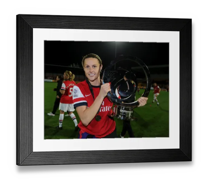 Framed Print : Kelly Smith Lifts FA WSL Continental Cup: Arsenal's Triumph over Birmingham City