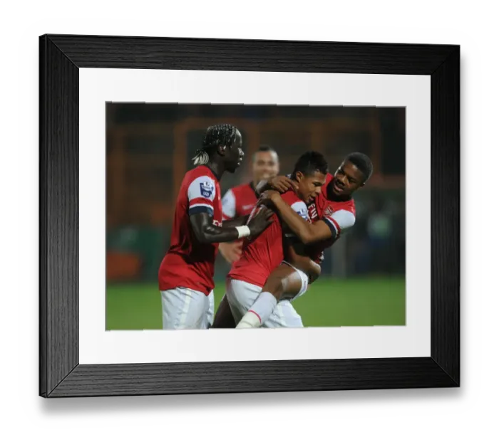Framed Print : Serge Gnabry celebrates scoring Arsenals 1st goal with Chuba Akpom and Bacary Sagna Framed Print : Serge Gnabry celebrates scoring Arsenals 1st goal with Chuba Akpom and Bacary Sagna