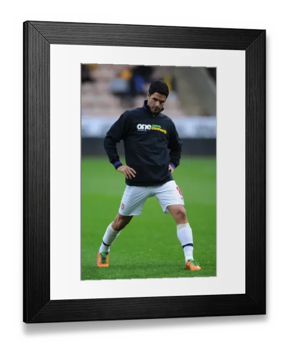 Framed Print : Mikel Arteta Warms Up in Kick It Out Shirt: Norwich City vs. Arsenal, 2012-13