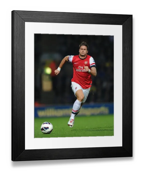 Framed Print : Olivier Giroud in Action: Norwich City vs. Arsenal, Premier League 2012-13