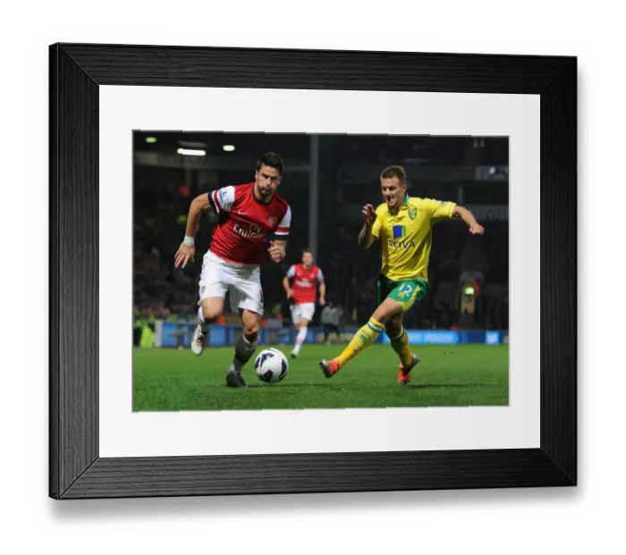 Framed Print : Giroud vs. Pilkington: Battle at Carrow Road - Norwich City vs. Arsenal (2012-13) Framed Print : Giroud vs. Pilkington: Battle at Carrow Road - Norwich City vs. Arsenal (2012-13)