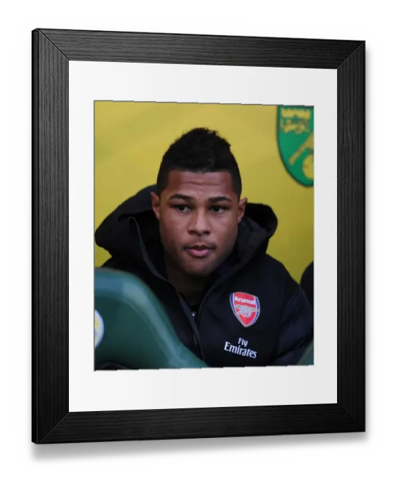 Framed Print : Serge Gnabry on the Arsenal Bench: Norwich City vs Arsenal, Premier League 2012