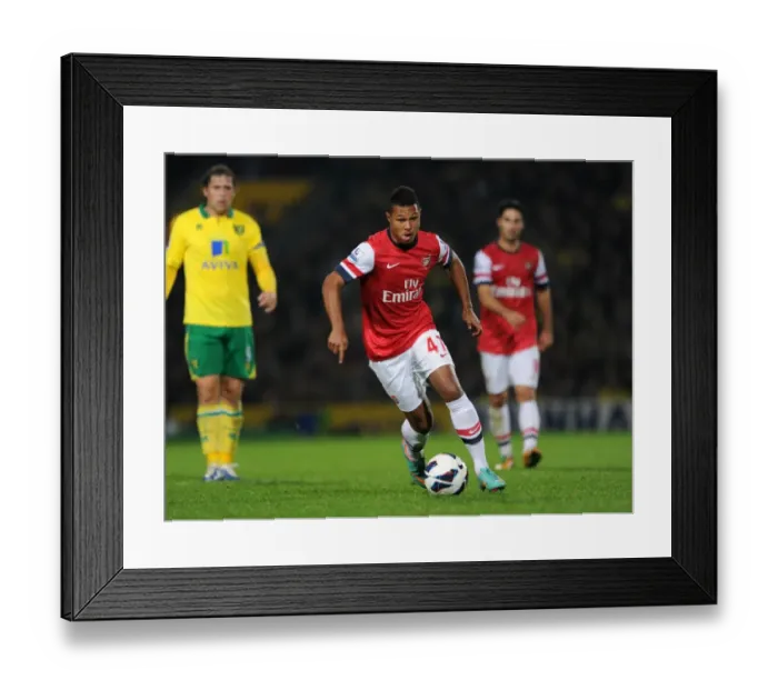 Framed Print : Serge Gnabry (Arsenal). Norwich City 1: 0 Arsenal. Barclays Premier League Framed Print : Serge Gnabry (Arsenal). Norwich City 1: 0 Arsenal. Barclays Premier League