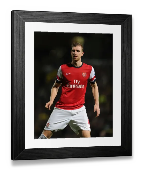 Framed Print : Per Mertesacker Focuses in Norwich City vs Arsenal Premier League Clash (2012) Framed Print : Per Mertesacker Focuses in Norwich City vs Arsenal Premier League Clash (2012)