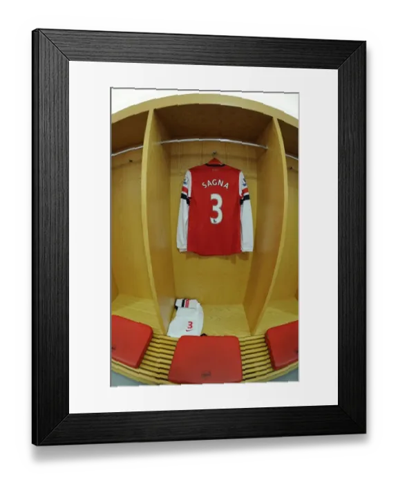 Framed Print : Bacary Sagna: Arsenal Changing Room Before Arsenal vs. Queens Park Rangers (2012-13)