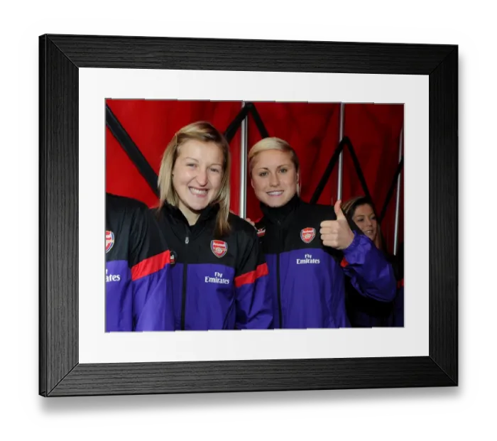 Framed Print : Ellen White and Steph Houghton (Arsenal Ladies). Arsenal 1: 0 Queens Park Rangers