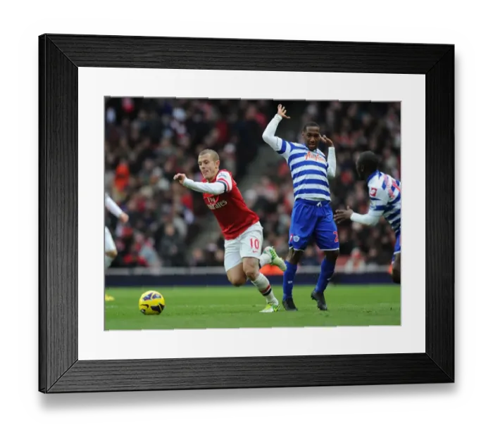 Framed Print : Wilshere Outmaneuvers Hoilett: Arsenal vs. Queens Park Rangers, 2012-13 Premier League
