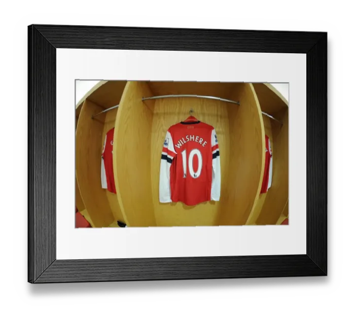 Framed Print : Jack Wilshere's Arsenal Shirt in Arsenal Changing Room (2012-13) Framed Print : Jack Wilshere's Arsenal Shirt in Arsenal Changing Room (2012-13)