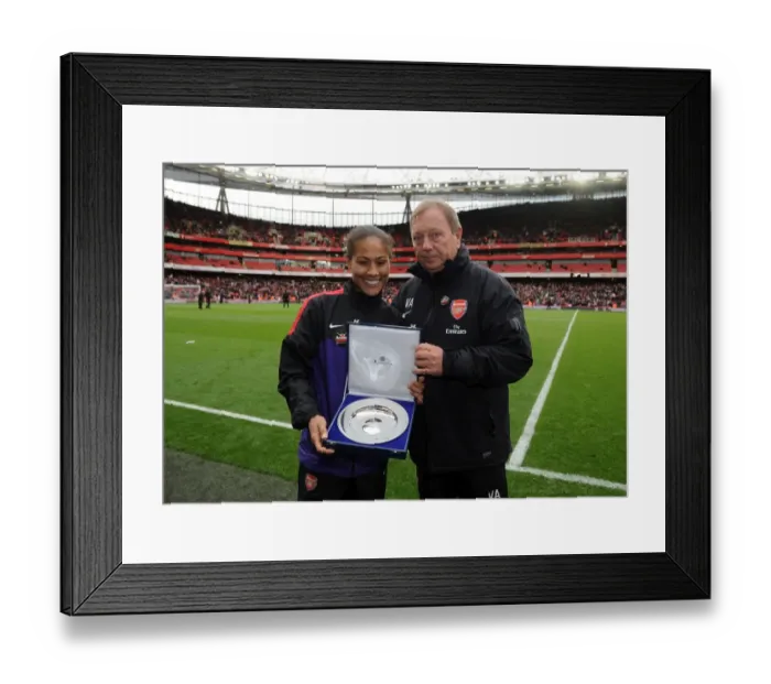 Framed Print : Rachel Yankey (Arsenal Ladies) presented with a token of reaching Englands record caps by Vic Akers Framed Print : Rachel Yankey (Arsenal Ladies) presented with a token of reaching Englands record caps by Vic Akers