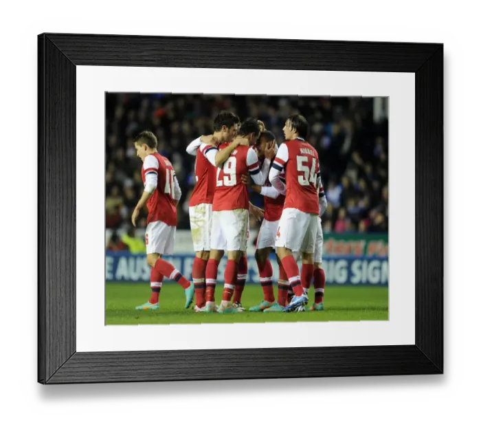Framed Print : Marouane Chamakh celebrates scoring his 1st goal Arsenals 5th with his team mates