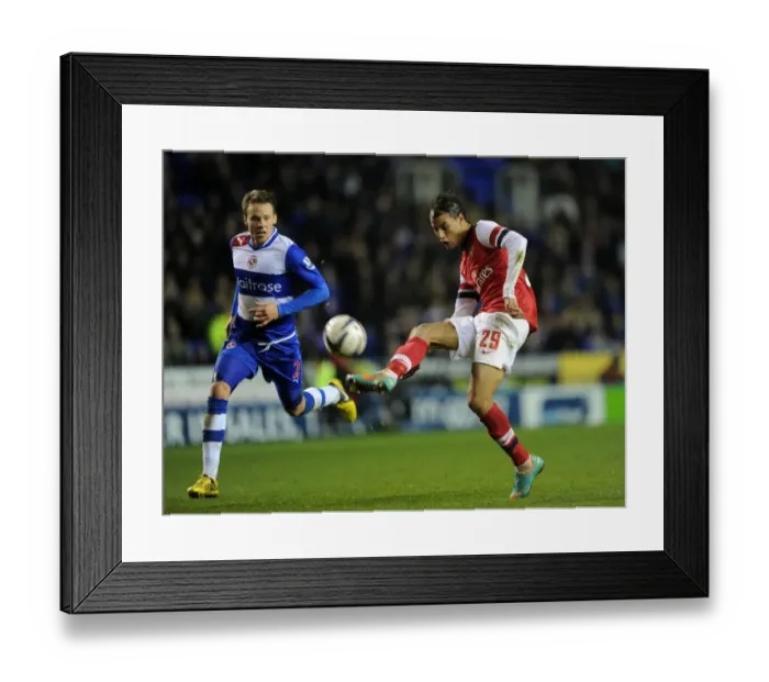 Framed Print : Marouane Chamakh Scores Seventh Goal Past Chris Gunter in Reading vs. Arsenal Capital One Cup Match