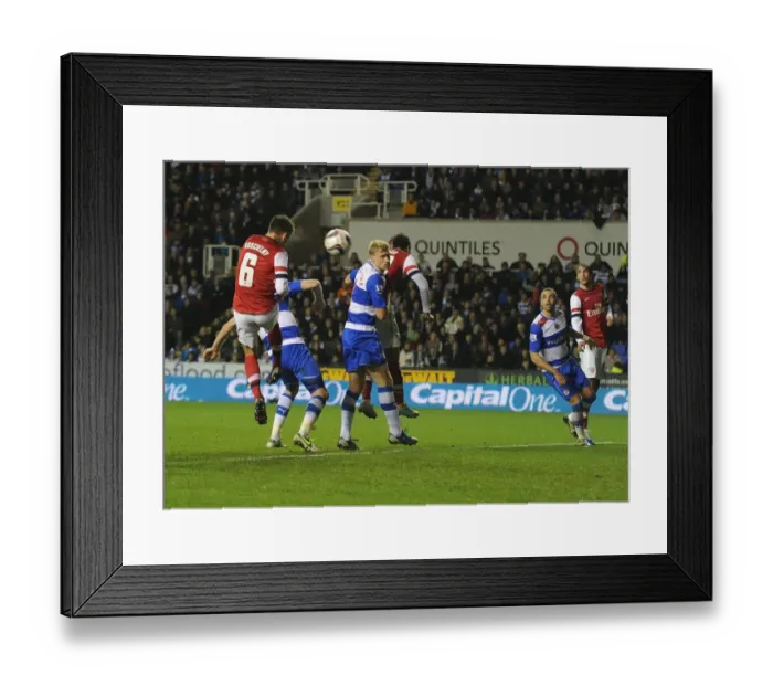 Framed Print : Laurent Koscielny's Header: Arsenal's Third Goal vs. Reading in Capital One Cup (October 2012)