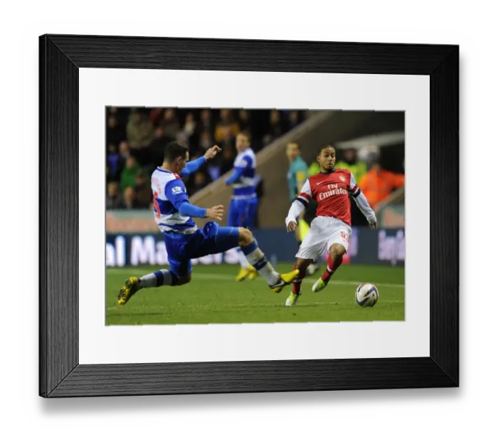 Framed Print : Jernade Meade (Arsenal) Sean Morrison (Reading). Reading 5: 7 Arsenal. Capital One Cup