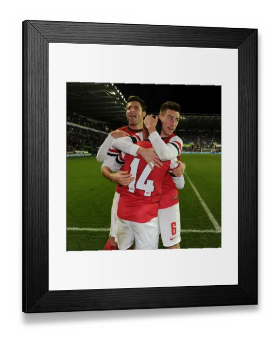 Framed Print : Four Goal Blitz: Walcott, Giroud, and Koscielny Celebrate Arsenal's Victory Over Reading in the Capital One Cup Framed Print : Four Goal Blitz: Walcott, Giroud, and Koscielny Celebrate Arsenal's Victory Over Reading in the Capital One Cup