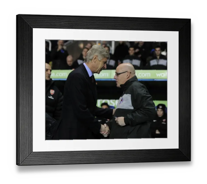 Framed Print : Arsene Wenger and Brian McDermott Pre-Match: Reading vs Arsenal, Capital One Cup 2012-13