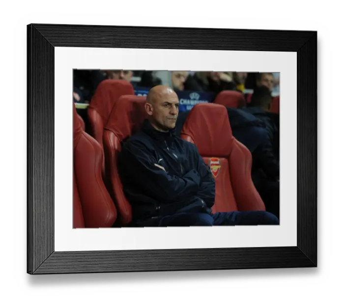 Framed Print : Steve Bould: Arsenal Assistant Manager Before Arsenal FC vs. FC Schalke 04, UEFA Champions League (2012)
