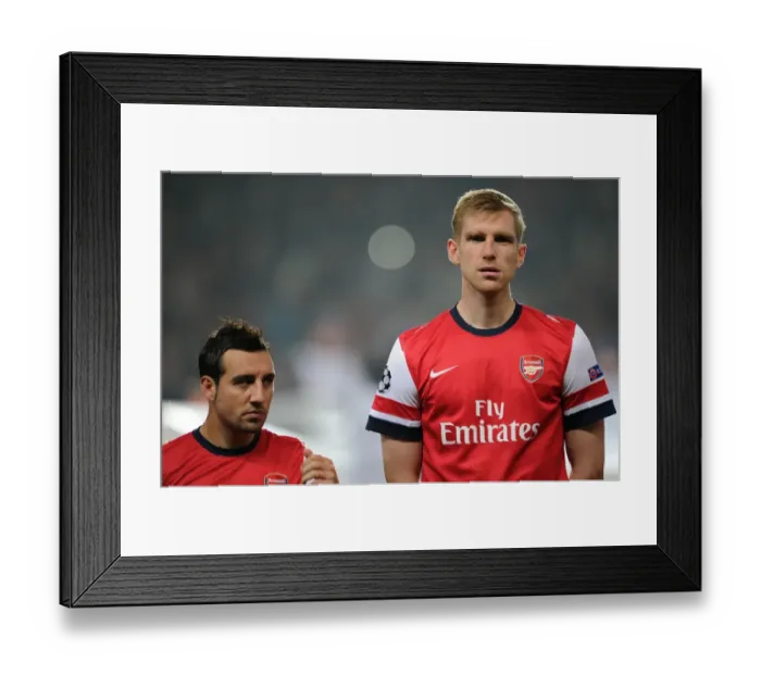 Framed Print : Arsenal FC: Santi Cazorla and Per Mertesacker Before the UEFA Champions League Match vs Schalke 04 (2012-13)