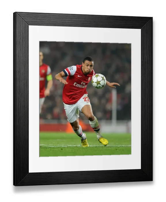 Framed Print : Francis Coquelin: Arsenal's Midfield Maestro in Action Against Schalke 04, 2012-13