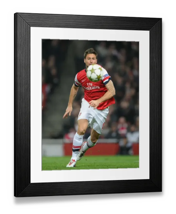 Framed Print : Olivier Giroud in Action for Arsenal against Schalke 04, UEFA Champions League 2012-13