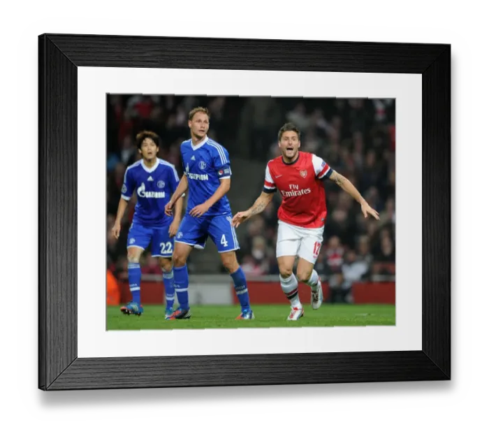Framed Print : Olivier Giroud (Arsenal) Benedikt Howedes (Schalke). Arsenal 0: 2 Schalke 04 Framed Print : Olivier Giroud (Arsenal) Benedikt Howedes (Schalke). Arsenal 0: 2 Schalke 04