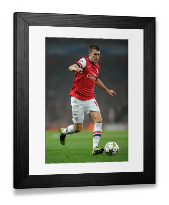 Framed Print : Aaron Ramsey: In Action for Arsenal Against Schalke in 2012 Champions League